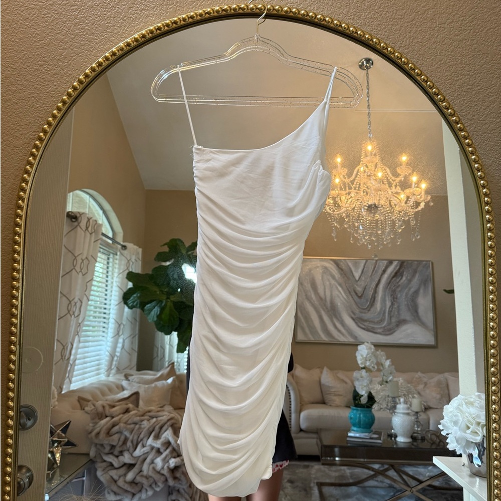 Princess Polly White Ruched Mini Dress - Picture 2 of 3